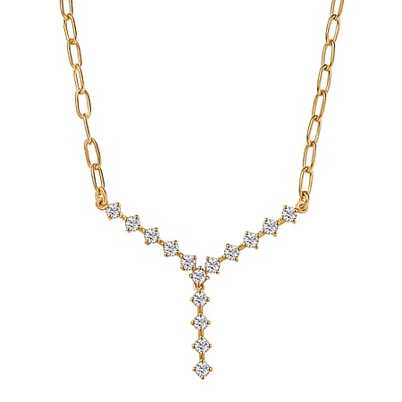 LUXURIANT 1 Ct. Lab Grown Diamond Y-shaped Necklace (Size 20) in 18K Vermeil Yellow Gold Plated Sterling Silver (SI-GH) LUXURIANT 1 Ct. Lab Grown Diamond Y-shaped Necklace (Size 20) in 18K Vermeil Yellow Gold Plated Sterling Silver (SI-GH)