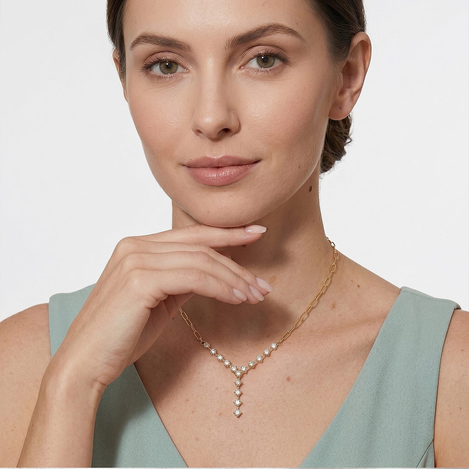 Luxuriant Lab Grown Diamond (SI-GH) Necklace (Size 20) in 18K Vermeil Yellow Gold Plated Sterling Silver 1.11 Ct, Silver Wt. 8.12 Gms.