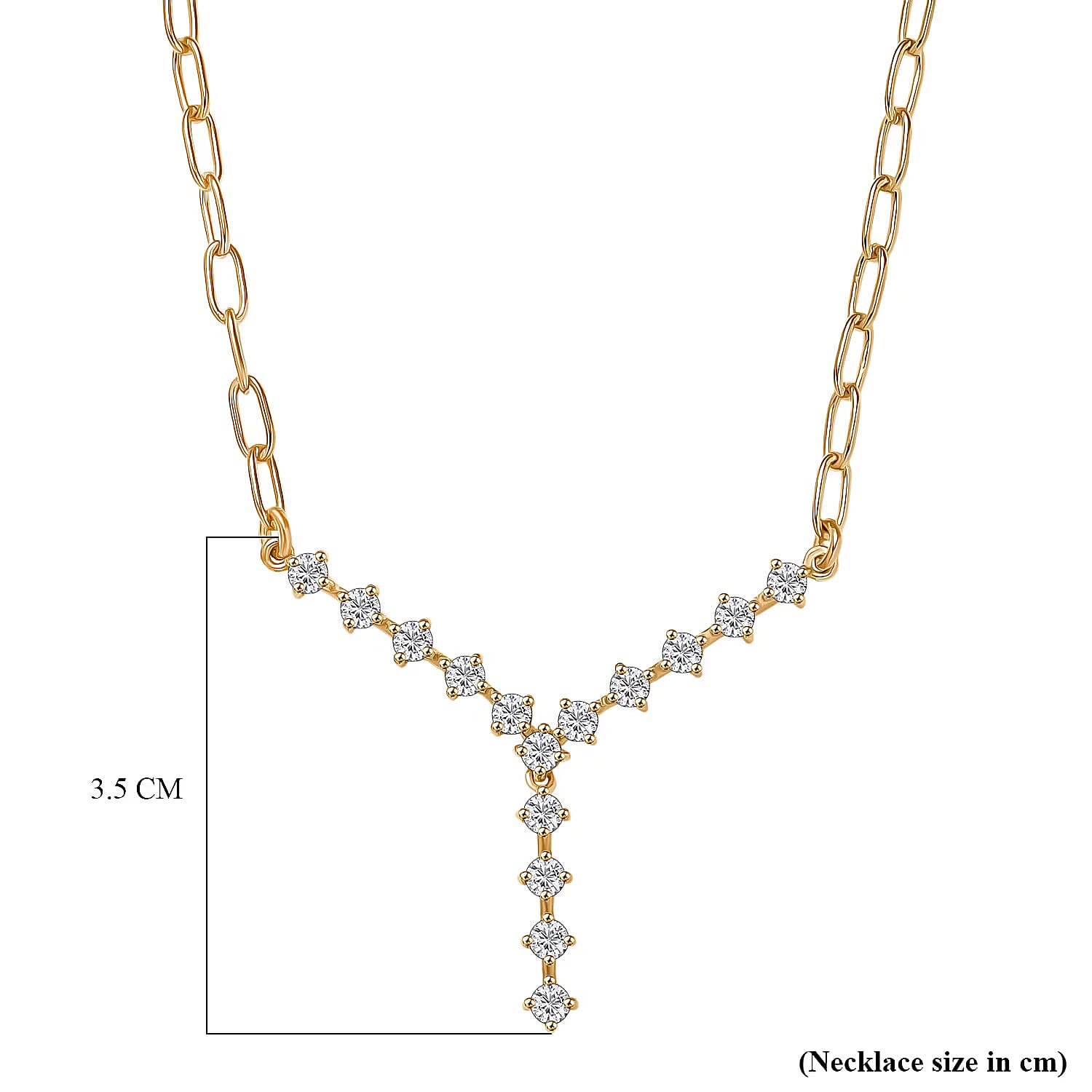 Luxuriant Lab Grown Diamond (SI-GH) Necklace (Size 20) in 18K Vermeil Yellow Gold Plated Sterling Silver 1.11 Ct, Silver Wt. 8.12 Gms.