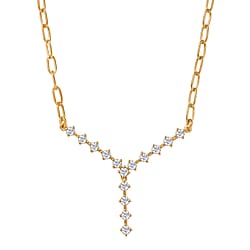 LUXURIANT 1 Ct. Lab Grown Diamond Y-shaped Necklace (Size 20) in 18K Vermeil Yellow Gold Plated Sterling Silver (SI-GH)