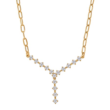 LUXURIANT 1.11 Ct. Lab Grown Diamond Y-shaped Necklace (Size 20) in 18K Vermeil Yellow Gold Plated Sterling Silver (SI-GH) LUXURIANT 1.11 Ct. Lab Grown Diamond Y-shaped Necklace (Size 20) in 18K Vermeil Yellow Gold Plated Sterling Silver (SI-GH)