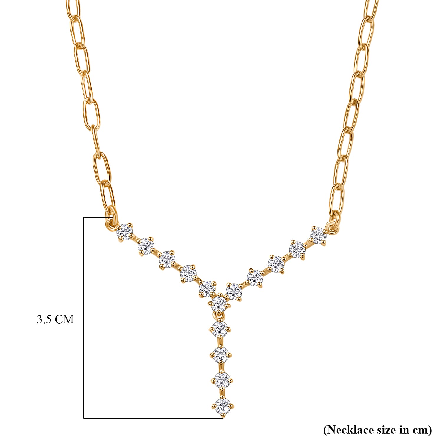 Luxuriant Lab Grown Diamond (SI-GH) Necklace (Size 20) in 18K Vermeil Yellow Gold Plated Sterling Silver 1.11 Ct, Silver Wt. 8.12 Gms.