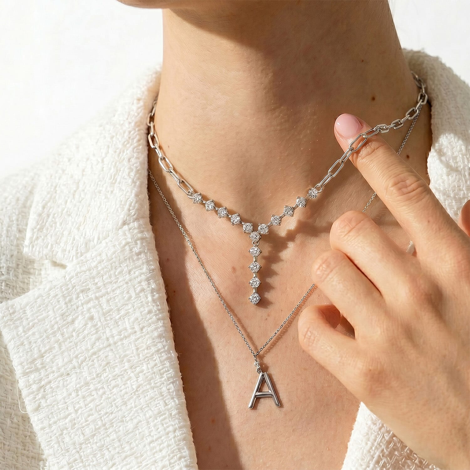 Luxuriant Lab Grown Diamond (SI-GH) Necklace (Size 20) in Rhodium Overlay Sterling Silver 1.11 Ct, Silver Wt. 8.12 Gms.