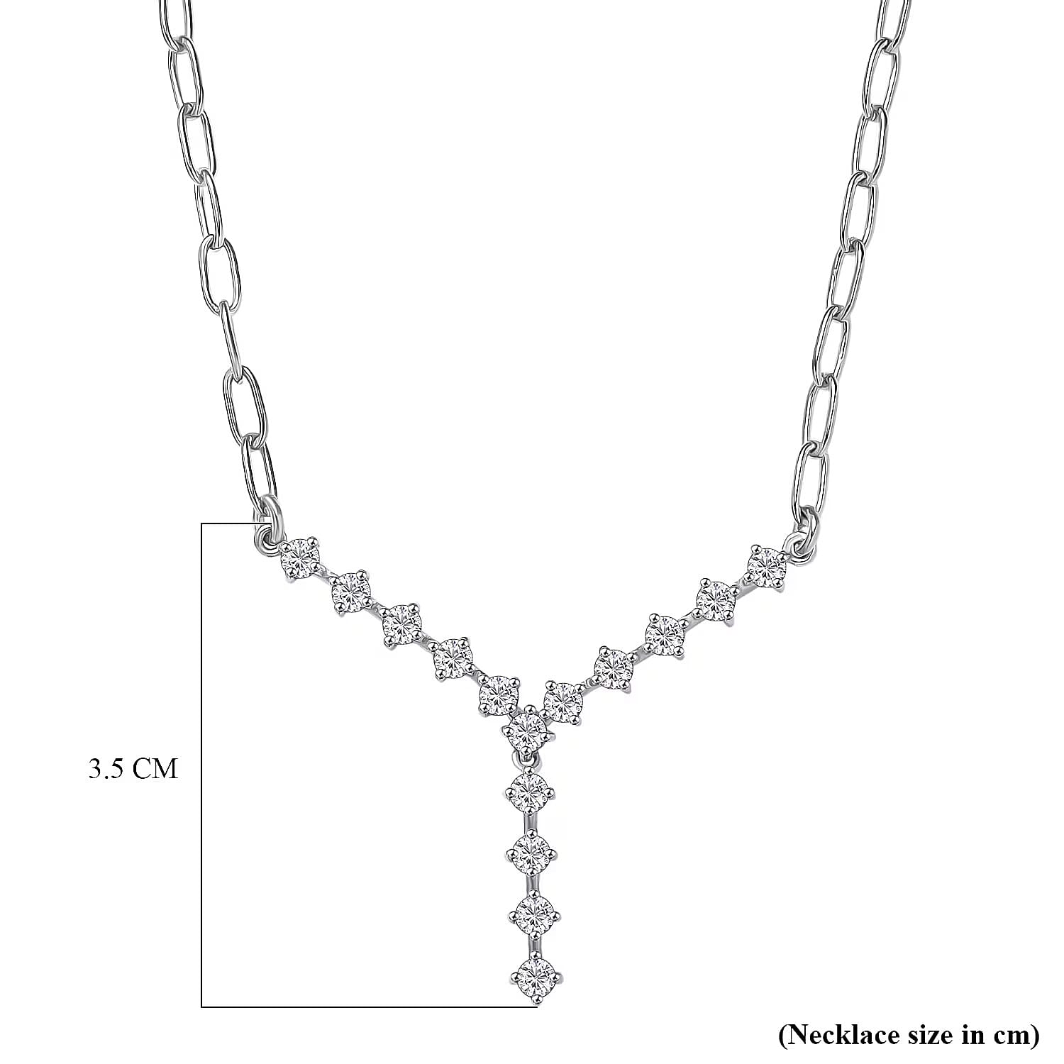 Luxuriant Lab Grown Diamond (SI-GH) Necklace (Size 20) in Rhodium Overlay Sterling Silver 1.11 Ct, Silver Wt. 8.12 Gms.