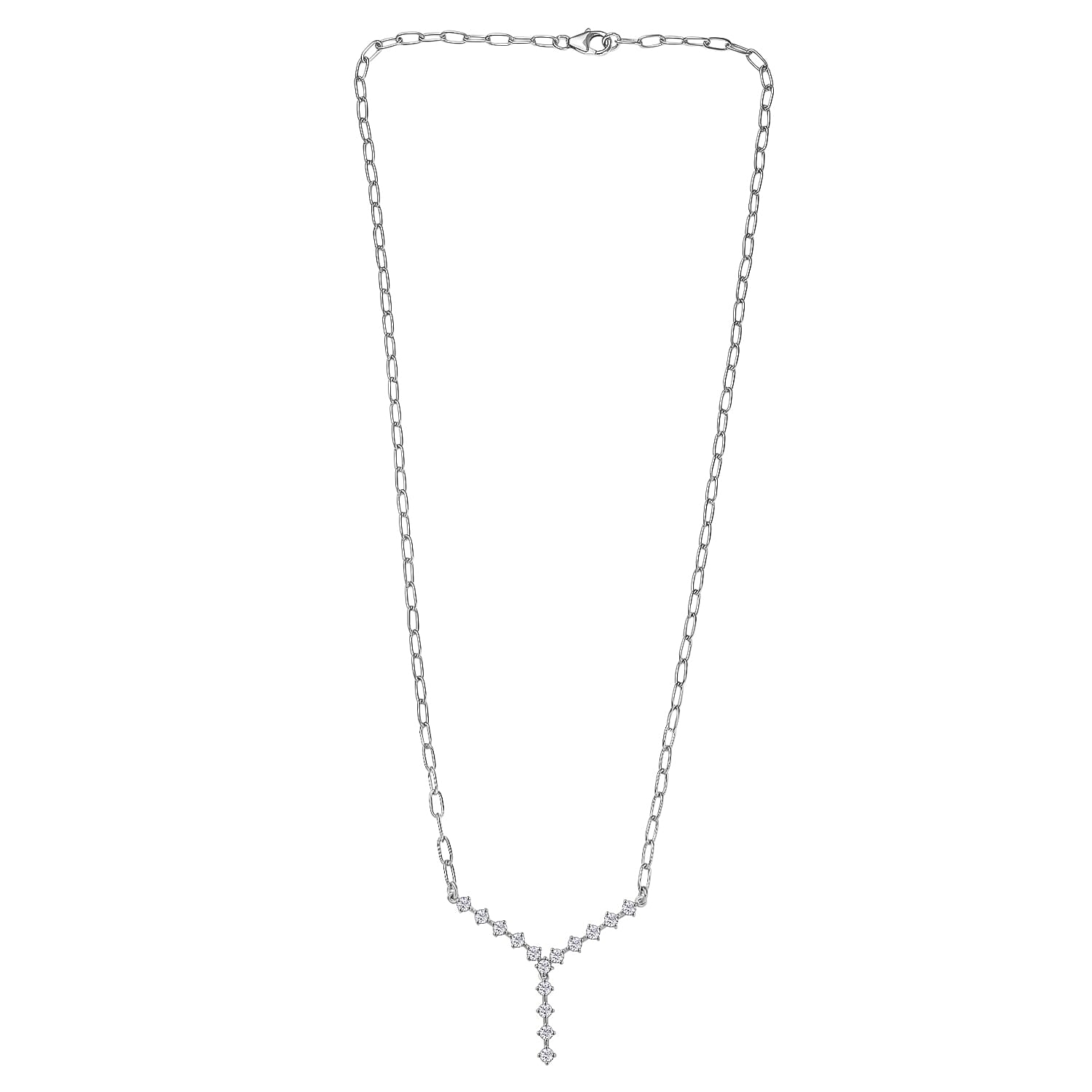 Luxuriant Lab Grown Diamond (SI-GH) Necklace (Size 20) in Rhodium Overlay Sterling Silver 1.11 Ct, Silver Wt. 8.12 Gms.
