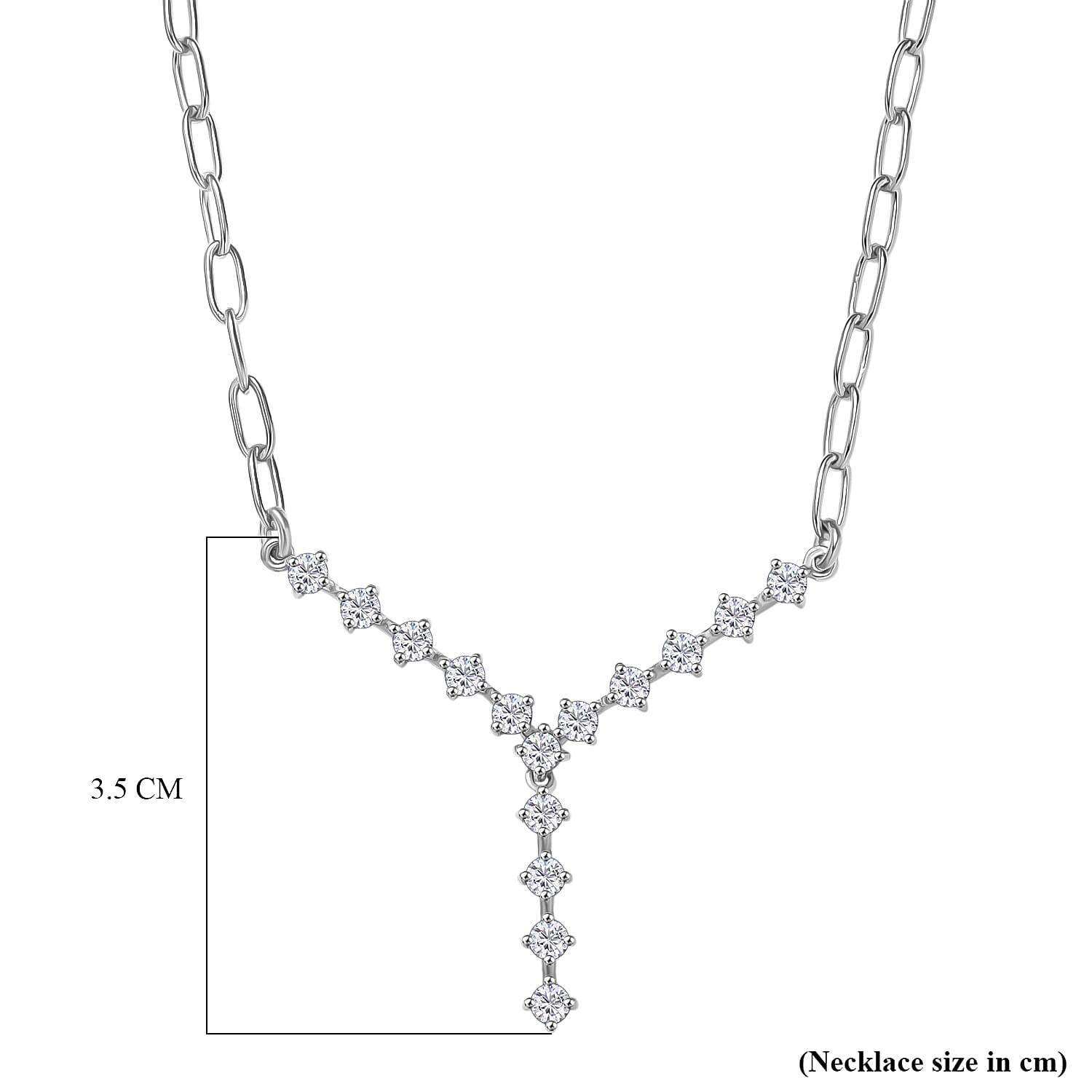Luxuriant Lab Grown Diamond (SI-GH) Necklace (Size 20) in Rhodium Overlay Sterling Silver 1.11 Ct, Silver Wt. 8.12 Gms.