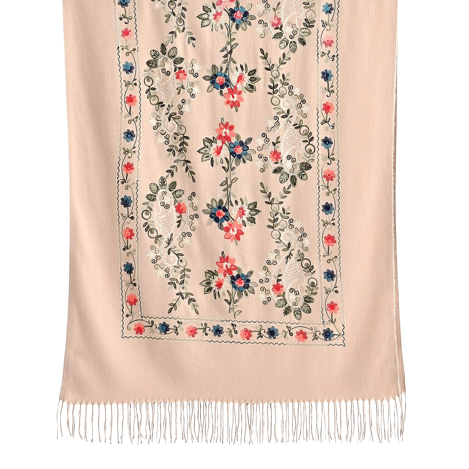 Super Soft Floral Embroidery Scarf (Size 180 x 70 cm) - Brown