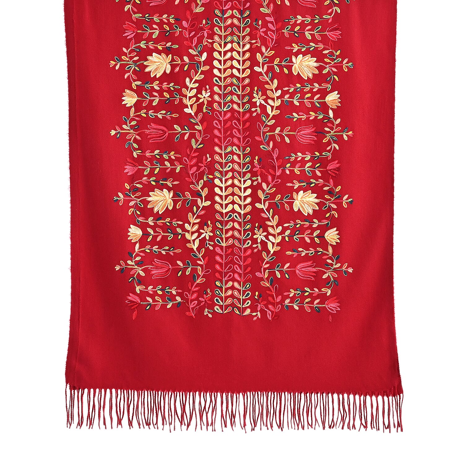 Super Soft Floral Embroidery Scarf (Size 180 x 70 cm) - Burgundy