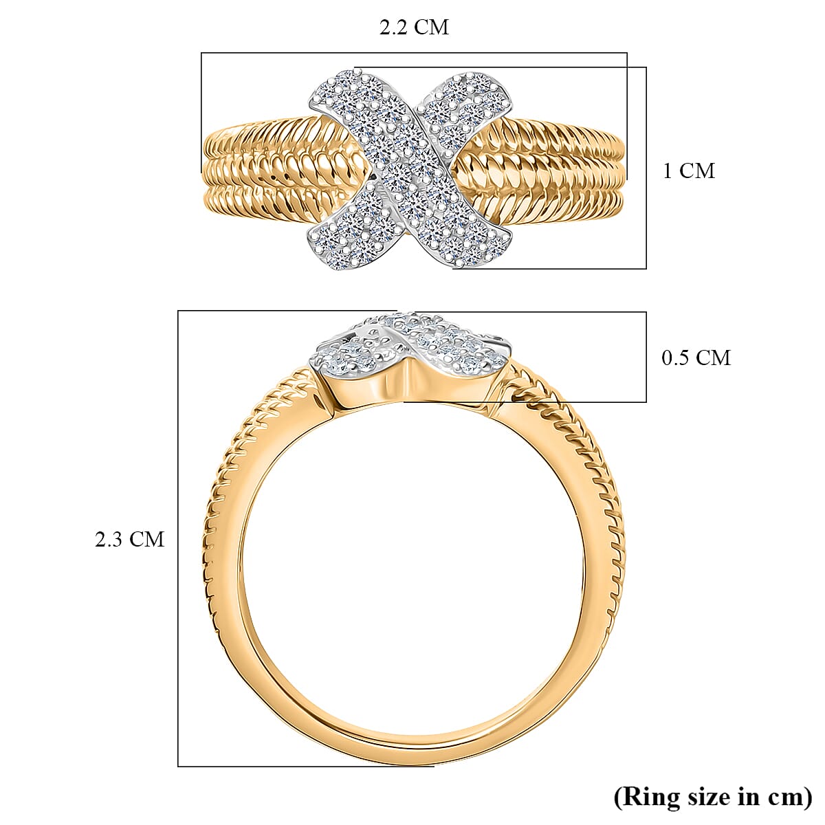 Luxuriant Lab Grown Diamond (SI-GH) Ring in 18K Vermeil Yellow Gold Plated Sterling Silver 0.33 Ct.