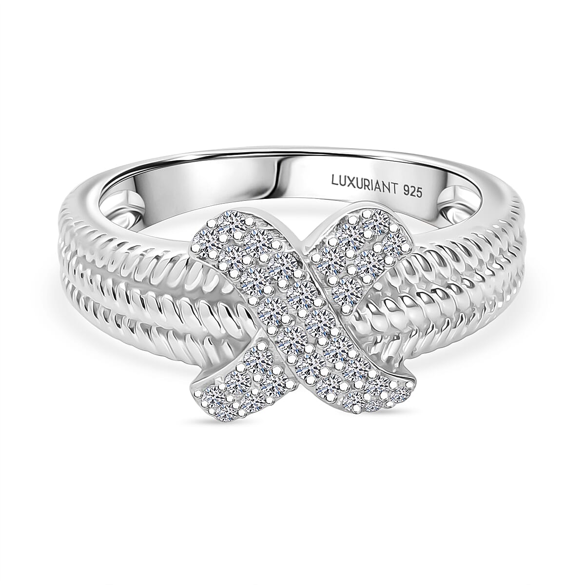 Luxuriant Lab Grown Diamond (SI-GH) Ring in Rhodium Overlay Sterling Silver 0.33 Ct.