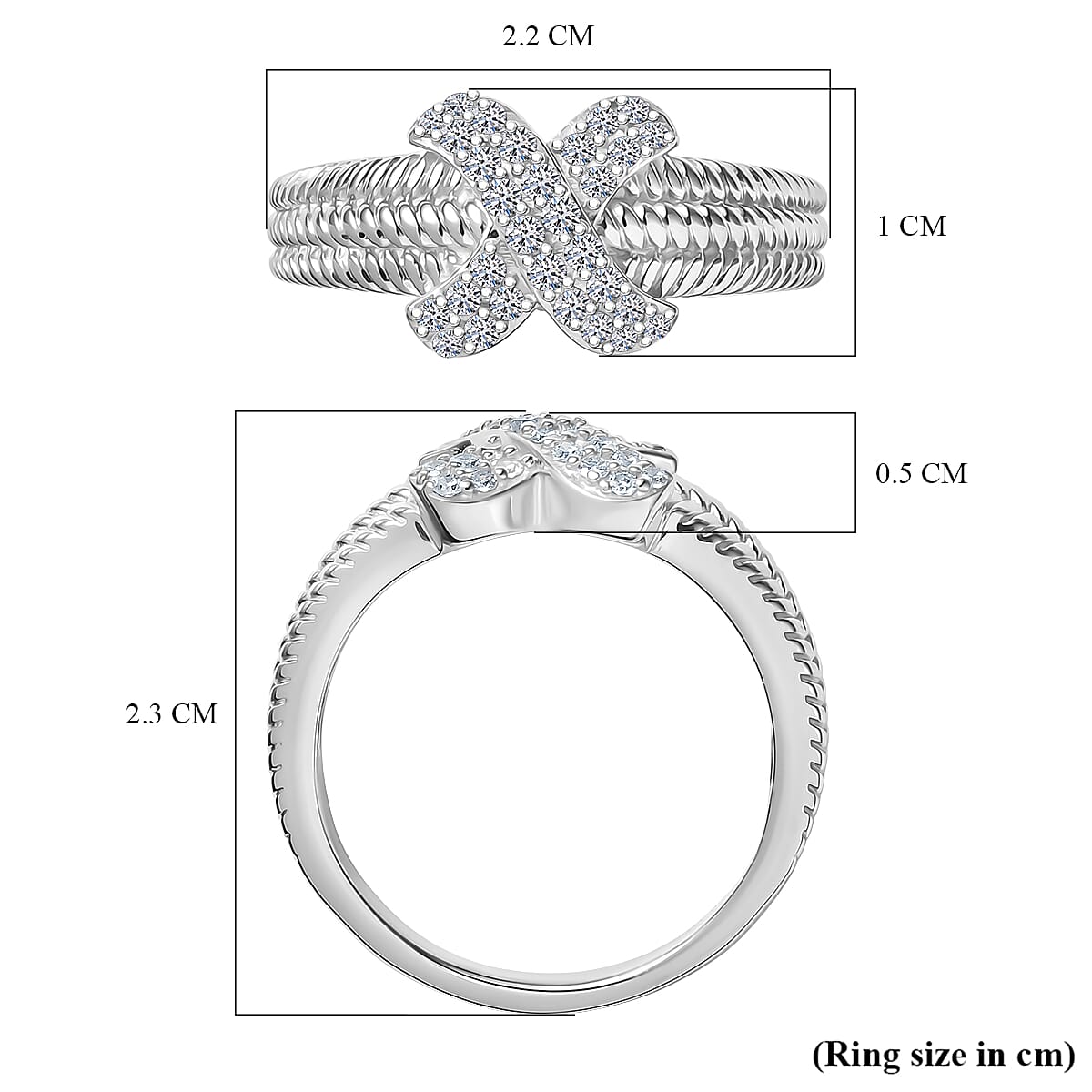 Luxuriant Lab Grown Diamond (SI-GH) Ring in Rhodium Overlay Sterling Silver 0.33 Ct.