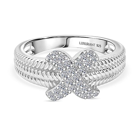 Luxuriant Lab Grown Diamond (SI-GH) Ring in Rhodium Overlay Sterling Silver 0.33 Ct.