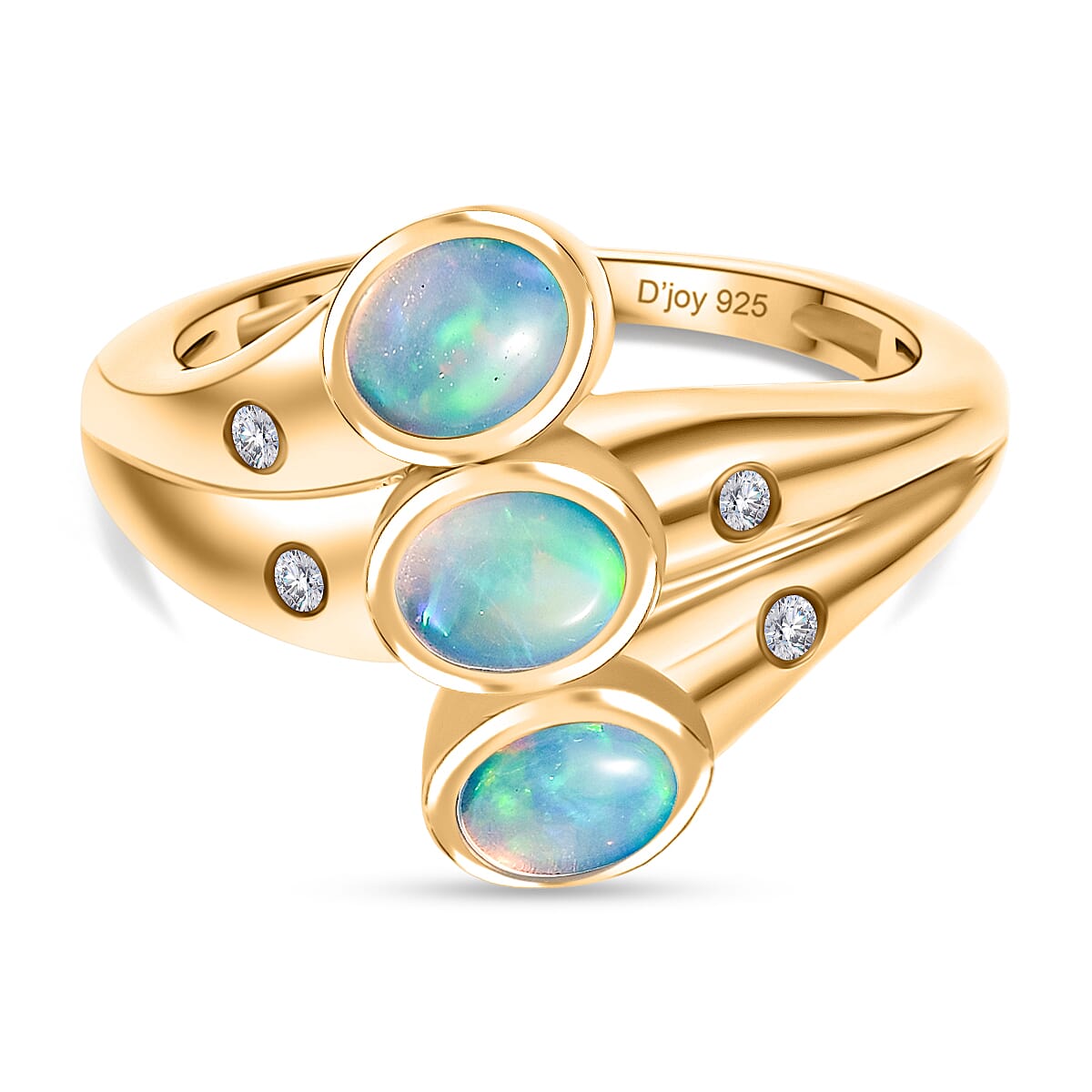 D'Joy White Zircon 3 Stone Ring in Sterling Silver