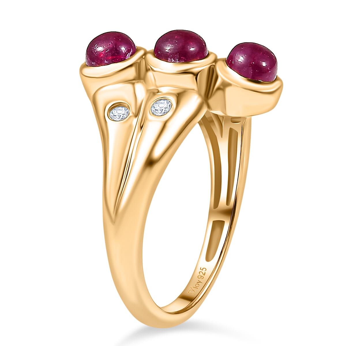 D'Joy White Zircon 3 Stone Ring in Sterling Silver