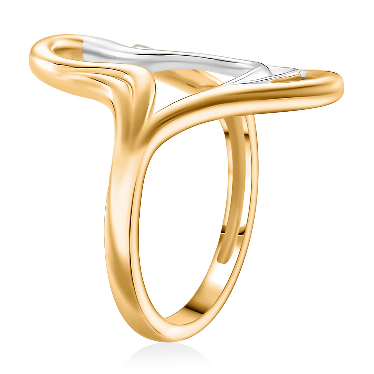Lucy Q-Flame Collection Sterling Silver Sculptural Ring in Two Tone Plated