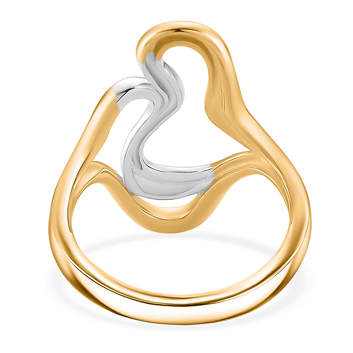 Lucy Q-Flame Collection Sterling Silver Sculptural Ring in Two Tone Plated