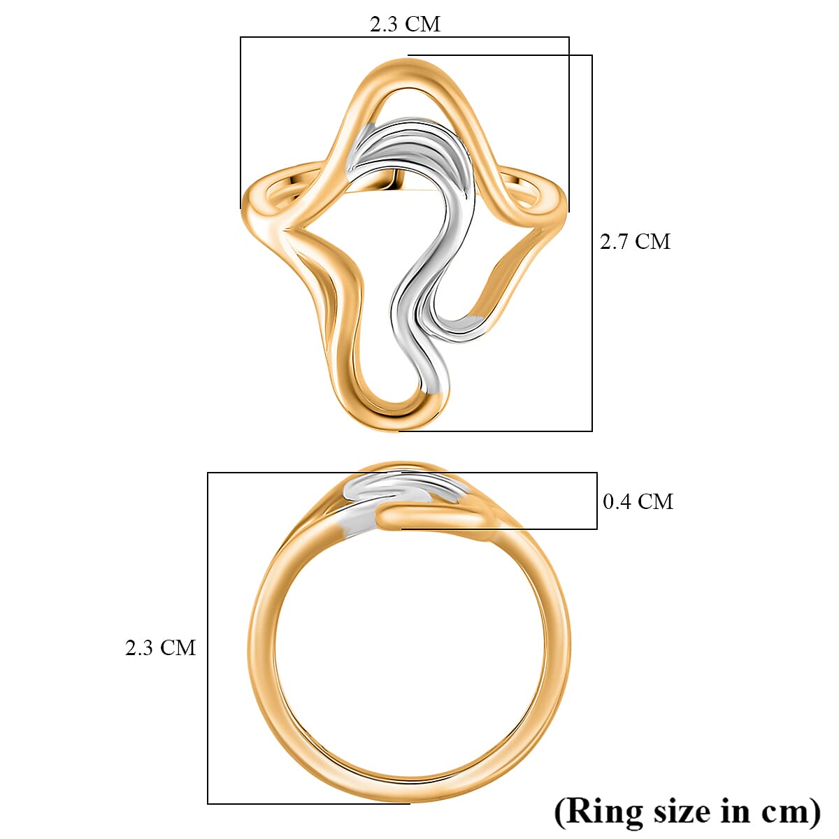 Lucy Q-Flame Collection Sterling Silver Sculptural Ring in Two Tone Plated