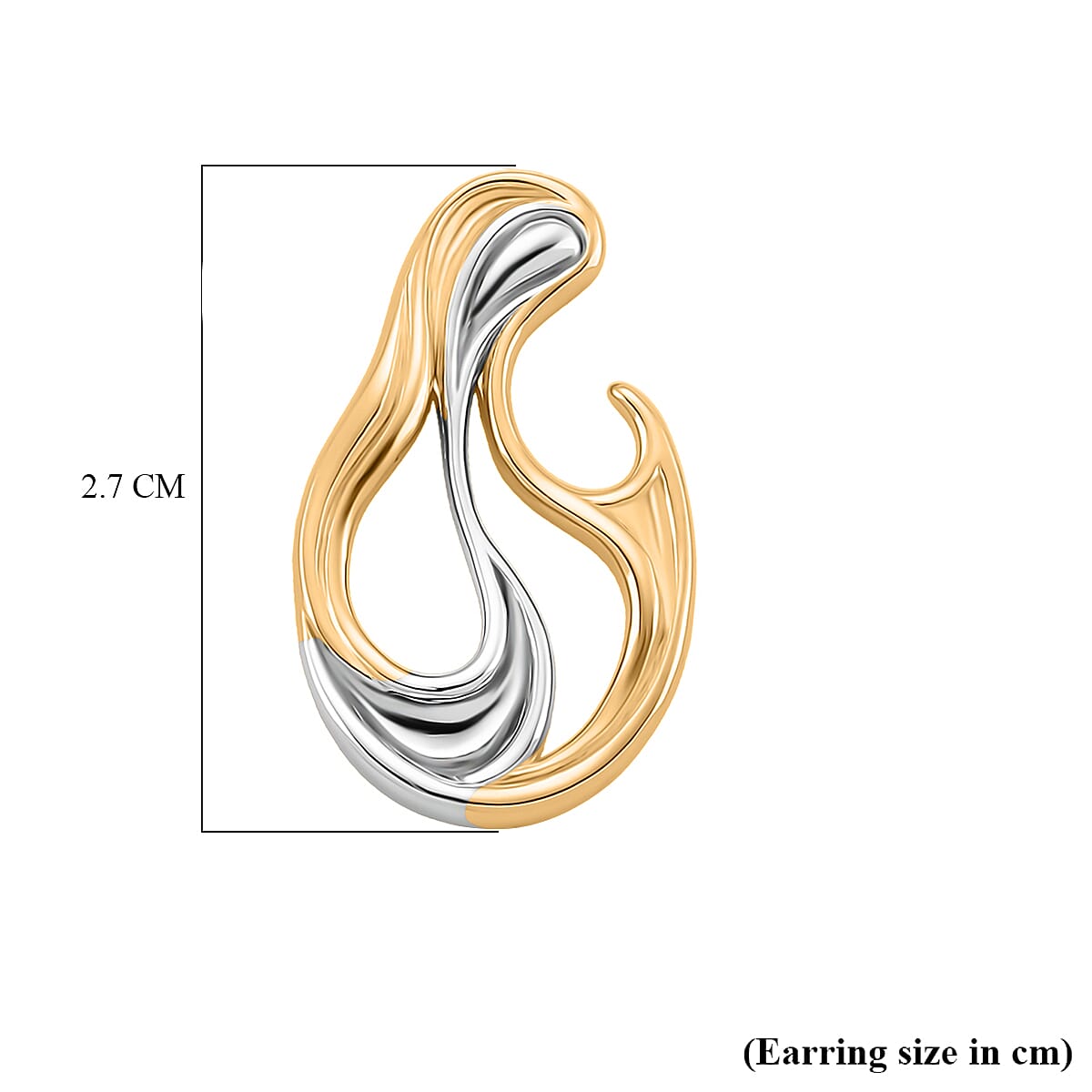 Lucy Q-Flame Collection Sterling Silver Sculptural Earring with Push Back in Two Tone Plated, Silver Wt. 6.00 Gms.