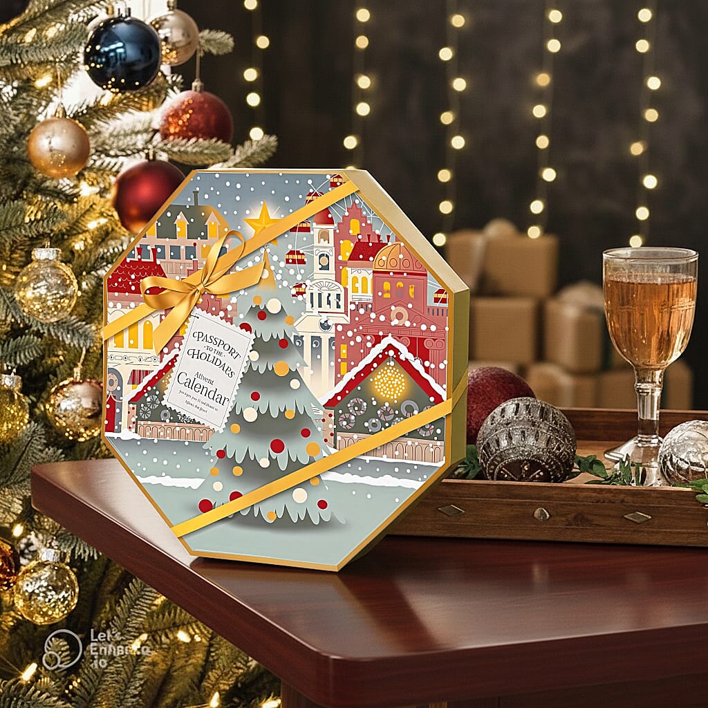 Yankee Candle Passport to the Holidays Advent Wreath Calendar - 24 Tea Lights & Holder Christmas Gift Set - Multi