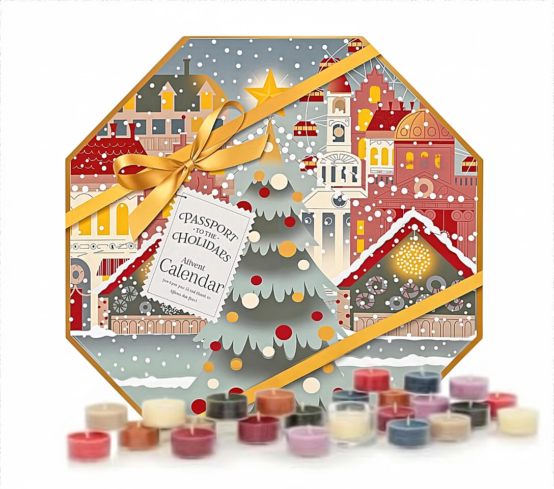 Yankee Candle Passport to the Holidays Advent Wreath Calendar - 24 Tea Lights & Holder Christmas Gift Set - Multi