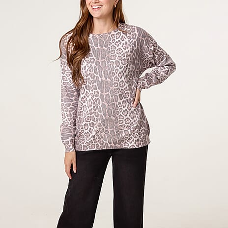QED Leopard Print Knit Jumper (Size - 16to 20)  Brown