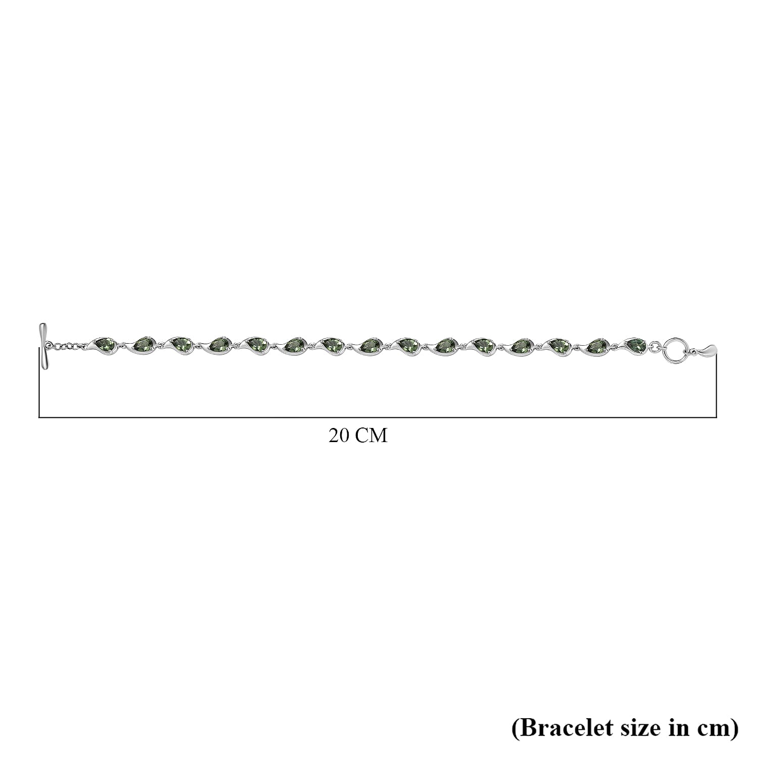 D'Joy Green Apatite Cluster Bracelet (Size 7.5) with T-Bar Clasp in Rhodium Overlay Sterling Silver 6.26 Ct, Silver Wt. 8.69 Gms.