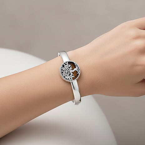 Tree of Life Collection - Tigers Eye Cuff Bangle (Size 7.5)