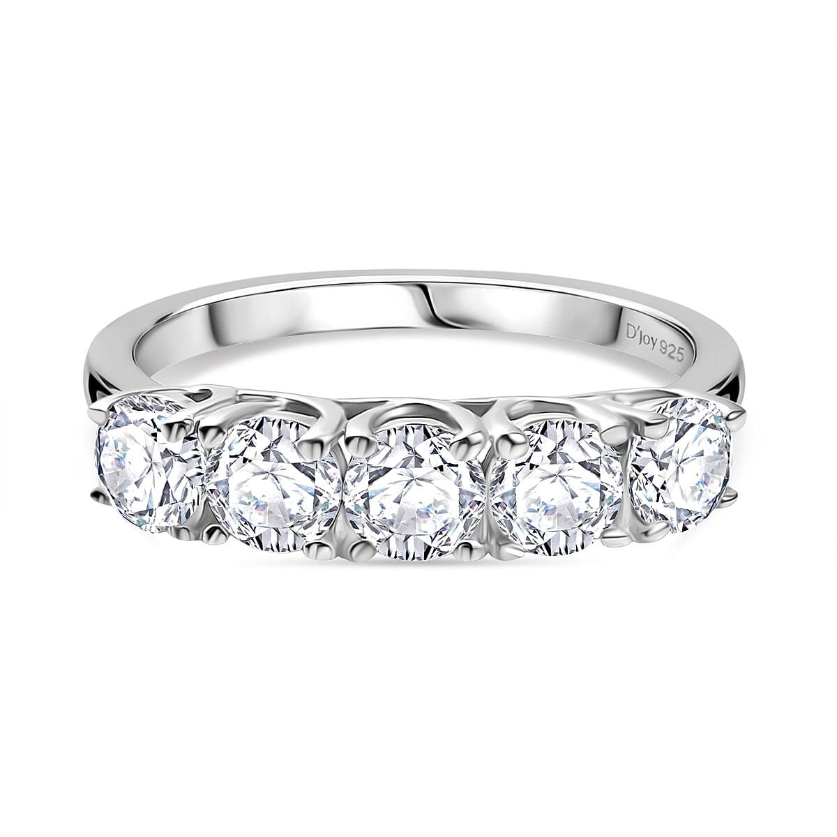 D'Joy Moissanite Band Ring in Platinum Overlay Sterling Silver 1.16 Ct.