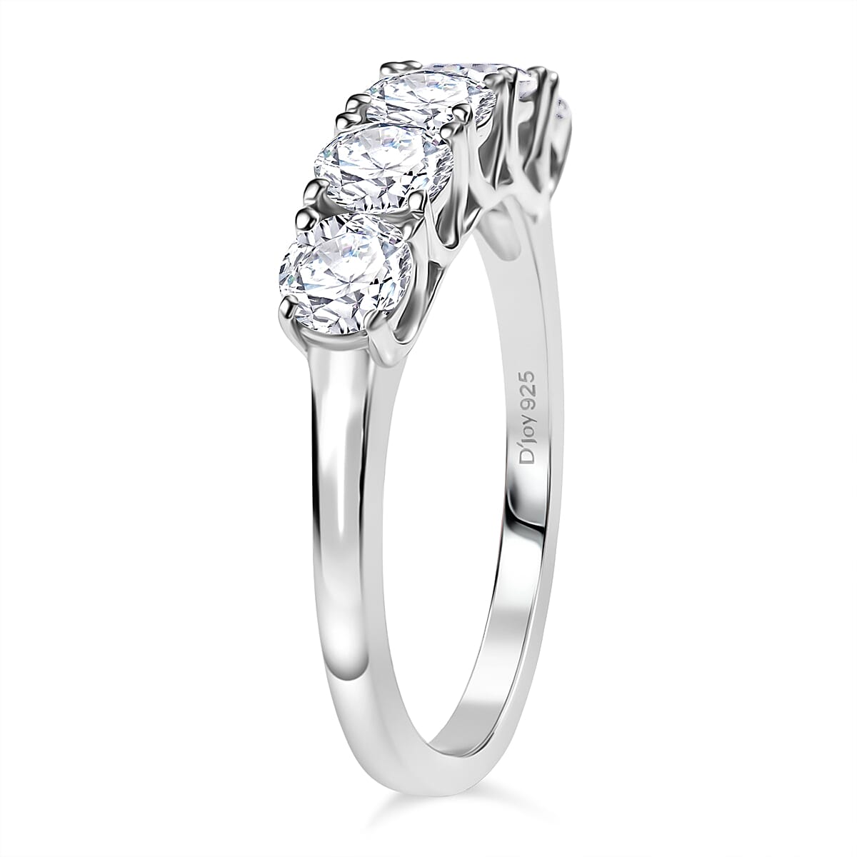 D'Joy Moissanite Band Ring in Platinum Overlay Sterling Silver 1.16 Ct.