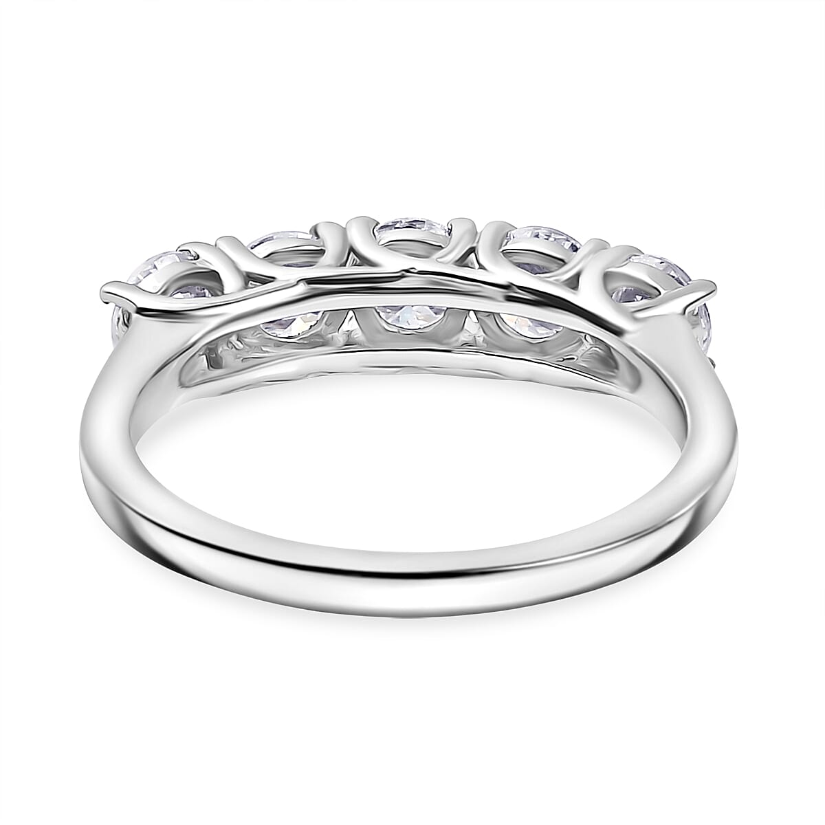 D'Joy Moissanite Band Ring in Platinum Overlay Sterling Silver 1.16 Ct.