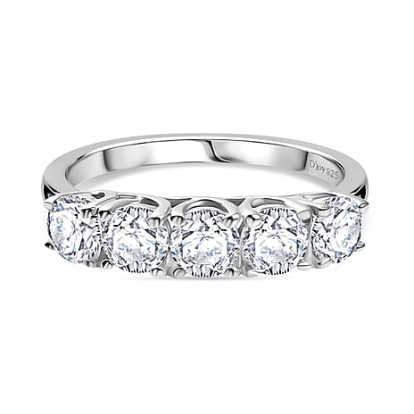 D'Joy Moissanite Band Ring in Platinum Overlay Sterling Silver 1.16 Ct.