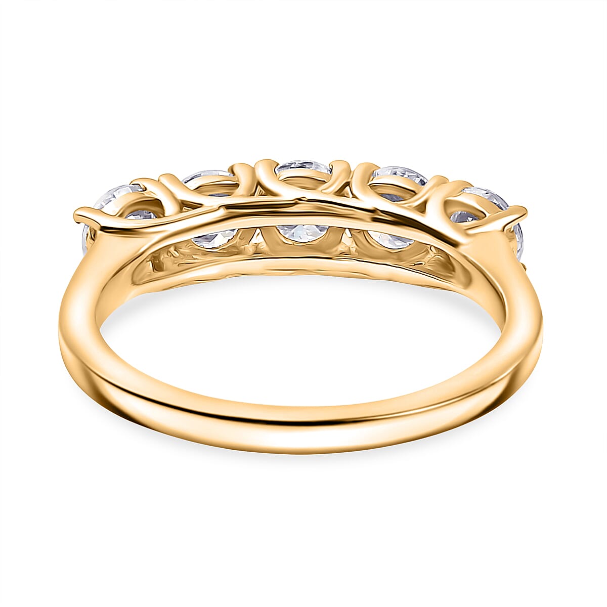 D'Joy Moissanite Band Ring in Yellow Gold Plated Sterling Silver 1.16 Ct.