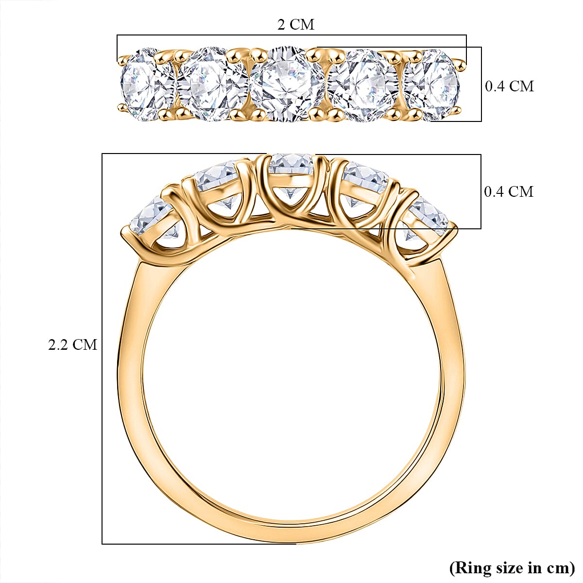 D'Joy Moissanite Band Ring in Yellow Gold Plated Sterling Silver 1.16 Ct.