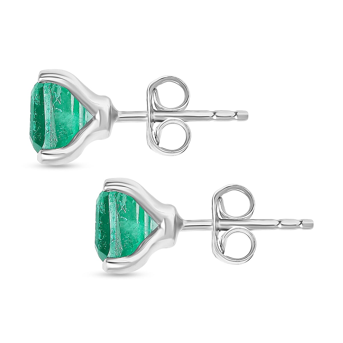 Emerald Triplet Quartz Earring in Platinum OverlaySterling Silver  3.448  Ct.