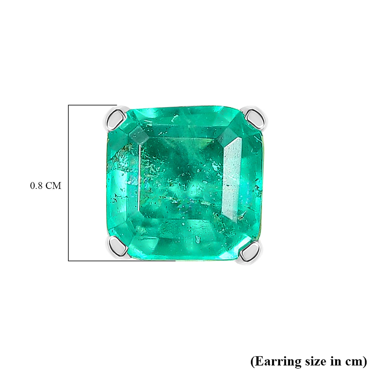 Emerald Triplet Quartz Earring in Platinum OverlaySterling Silver  3.448  Ct.