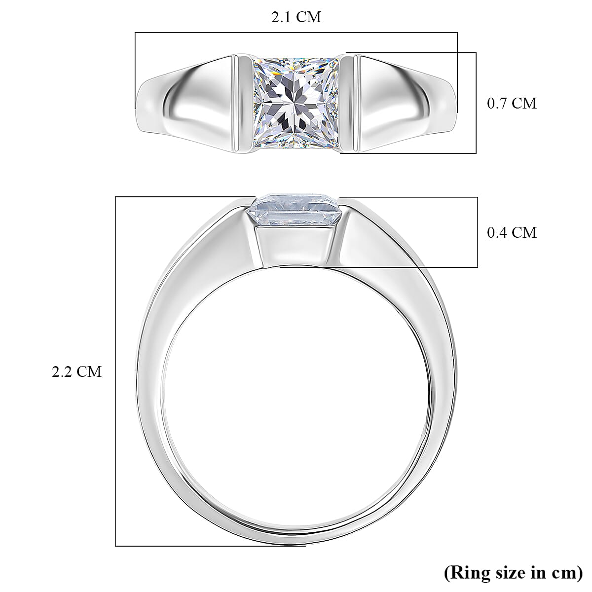 Moissanite Band Ring in Platinum Overlay Sterling Silver 1.13 Ct.