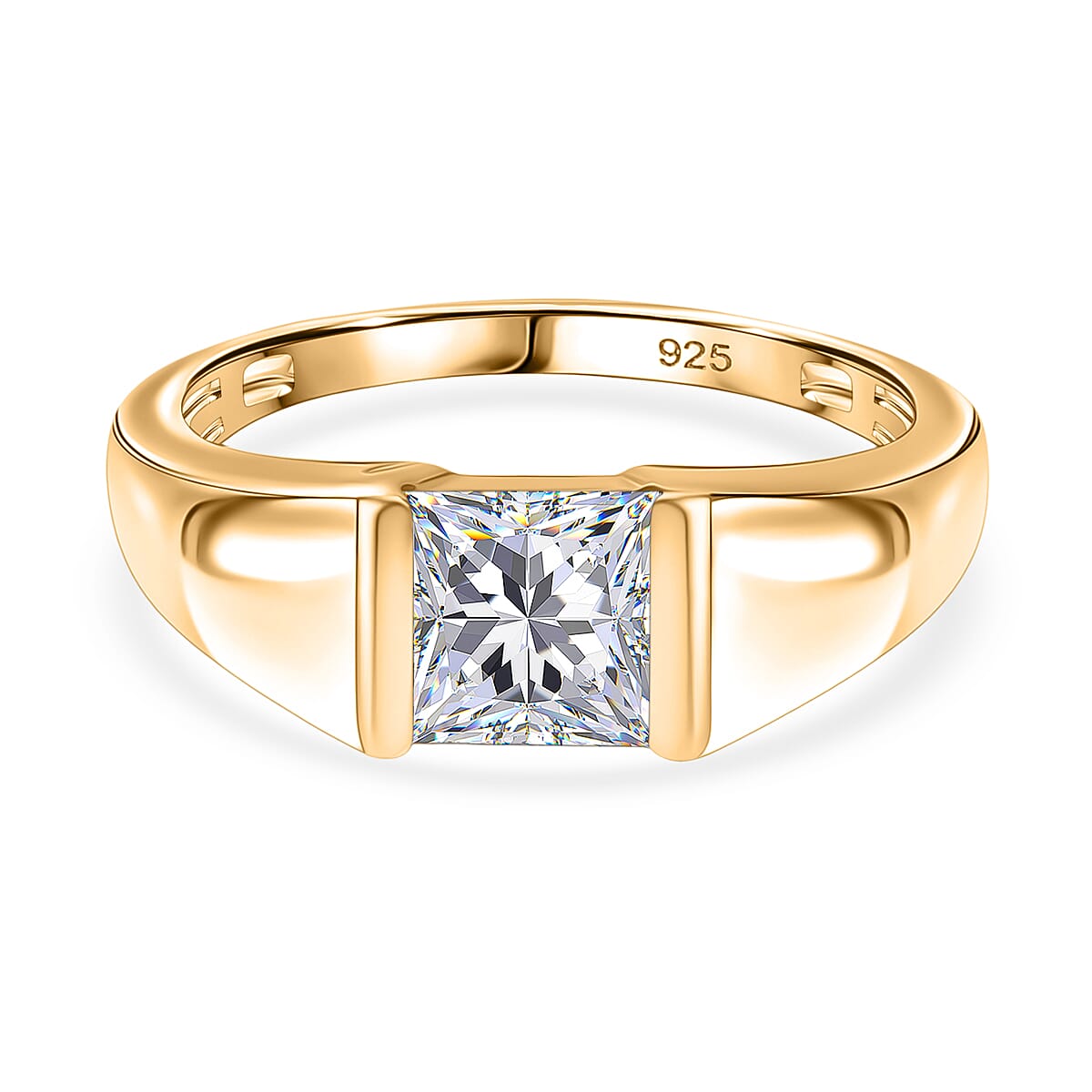 Moissanite Band Ring in Yellow Gold Plated Sterling Silver 1.13 Ct.