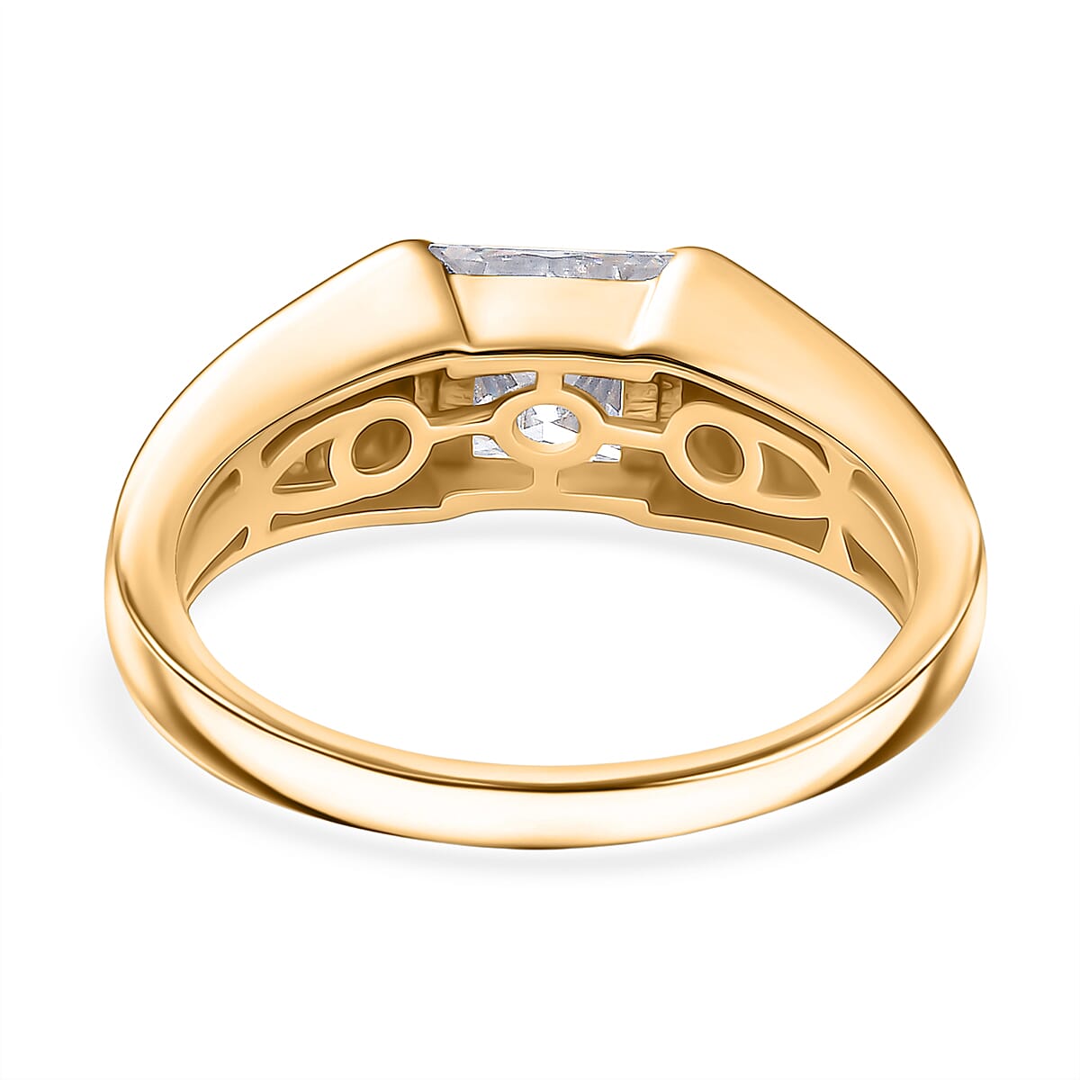 Moissanite Band Ring in Yellow Gold Plated Sterling Silver 1.13 Ct.