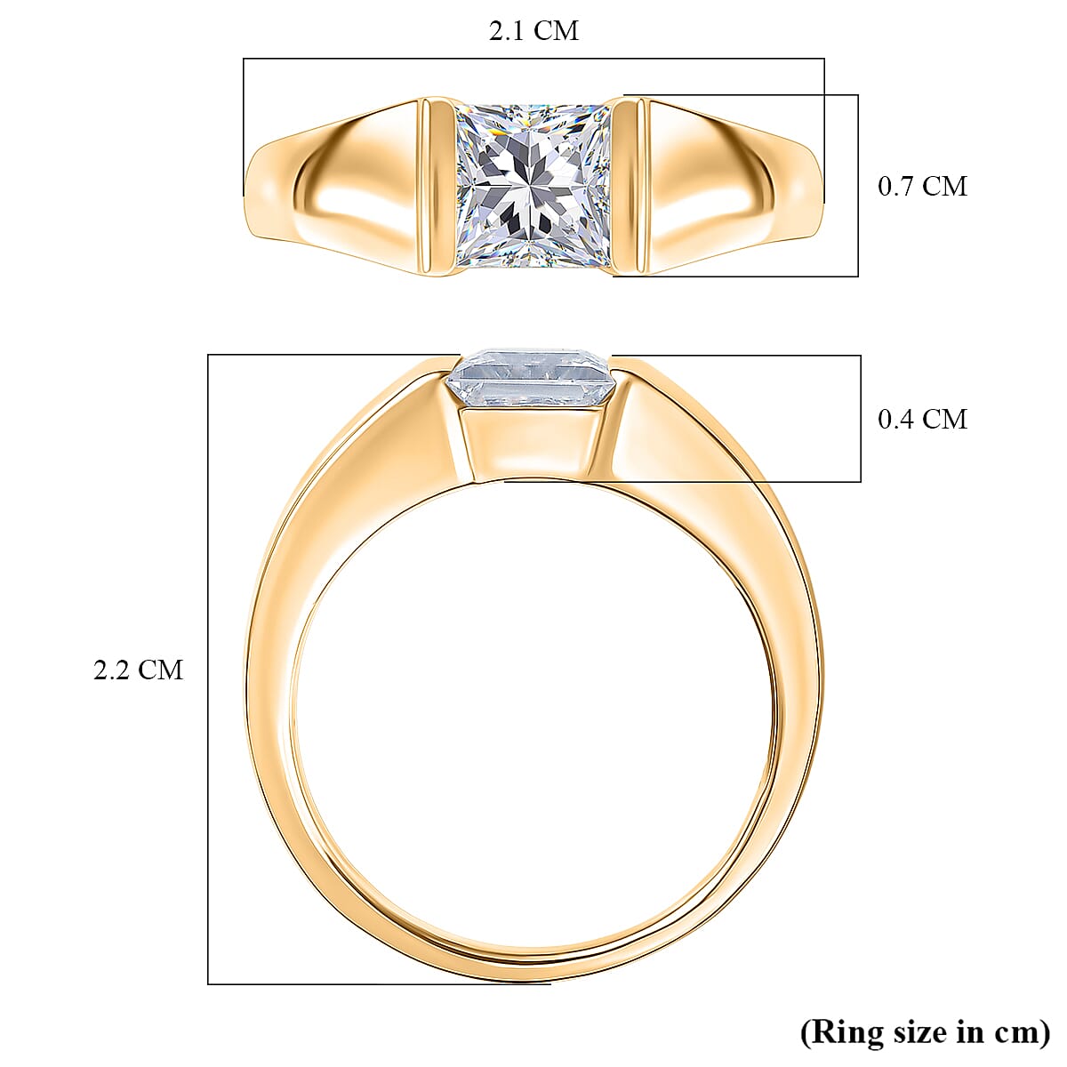 Moissanite Band Ring in Yellow Gold Plated Sterling Silver 1.13 Ct.