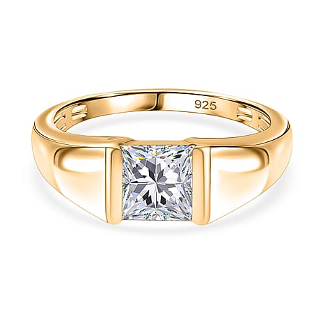 Moissanite Band Ring in Yellow Gold Plated Sterling Silver 1.13 Ct.