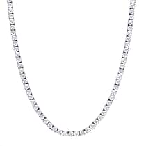 D'Joy Moissanite Tennis Necklace (Size - 20) with Box Clasp in Rhodium Overlay Sterling Silver 26.91 Ct.
