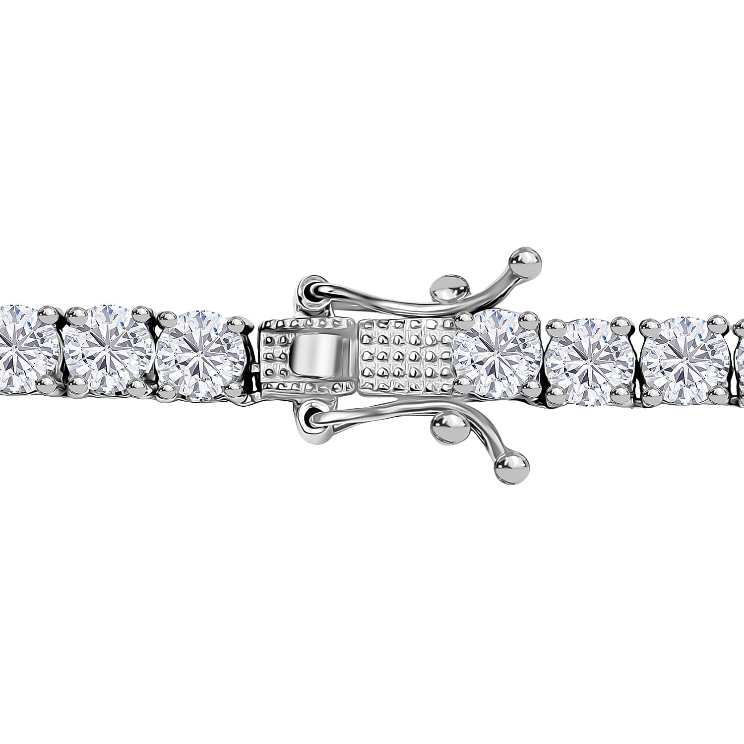 D'Joy Moissanite Necklace (Size 20) with GB Lock Box in Rhodium Overlay Sterling Silver 26.91 Ct, Silver Wt. 23.61 Gms.