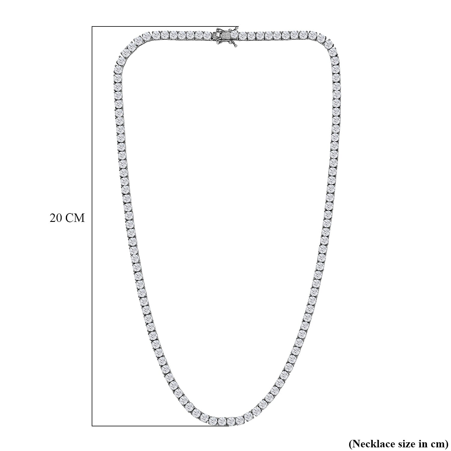 D'Joy Moissanite Necklace (Size 20) with GB Lock Box in Rhodium Overlay Sterling Silver 26.91 Ct, Silver Wt. 23.61 Gms.