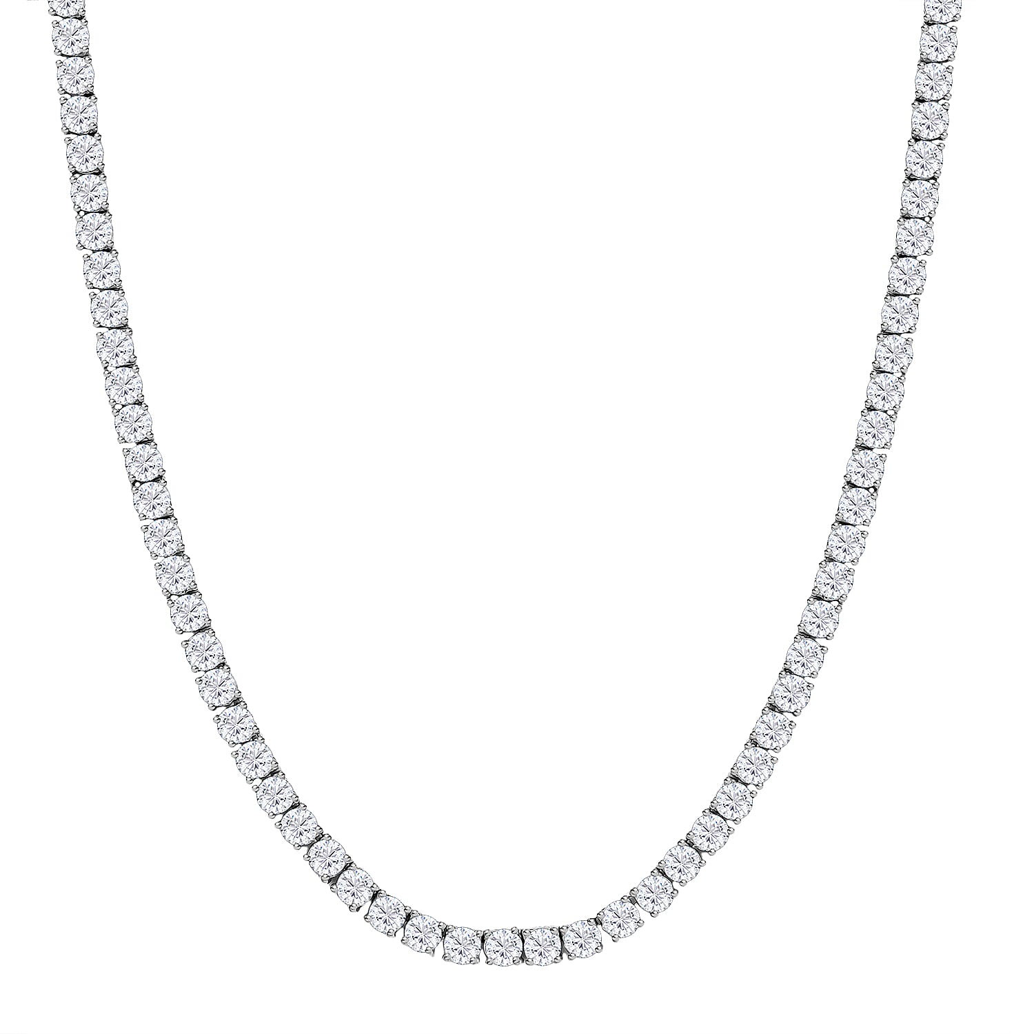 D'Joy Moissanite Necklace (Size 20) with GB Lock Box in Rhodium Overlay Sterling Silver 26.91 Ct, Silver Wt. 23.61 Gms.
