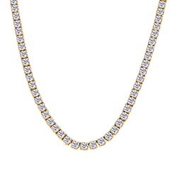 26.9 Ct. Moissanite Tennis necklace in 18K Vermeil Yellow Gold Sterling Silver