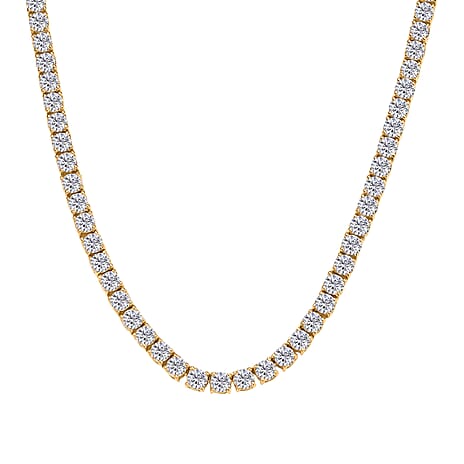 D'Joy Moissanite Necklace (Size 20) with GB Lock Box in 18K Vermeil Yellow Gold Plated Sterling Silver 26.91 Ct, Silver Wt. 24.59 Gms.