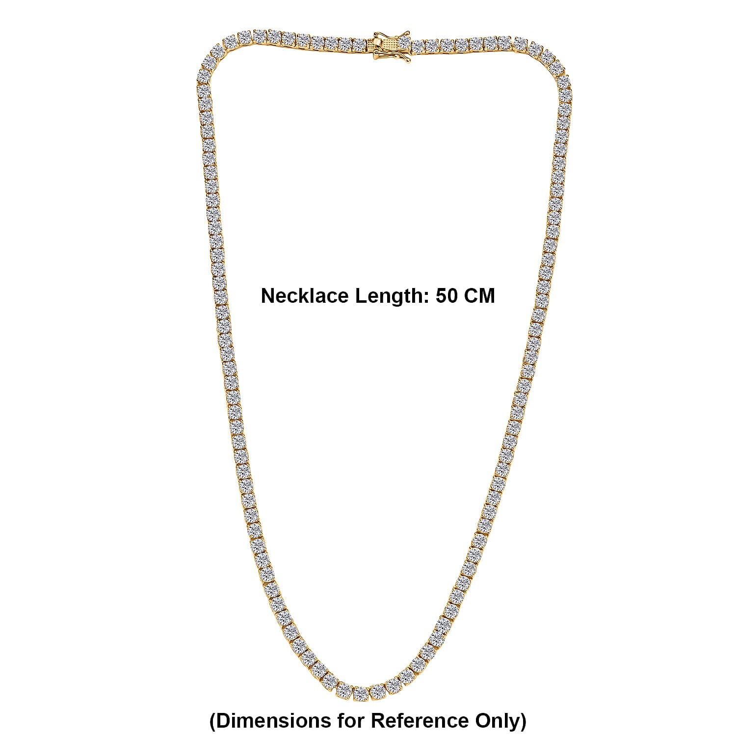 D'Joy Moissanite Necklace (Size 20) with GB Lock Box in 18K Vermeil Yellow Gold Plated Sterling Silver 26.91 Ct, Silver Wt. 24.59 Gms.