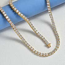 D'Joy Moissanite Necklace (Size 20) with GB Lock Box in 18K Vermeil Yellow Gold Plated Sterling Silver 26.91 Ct, Silver Wt. 24.59 Gms.
