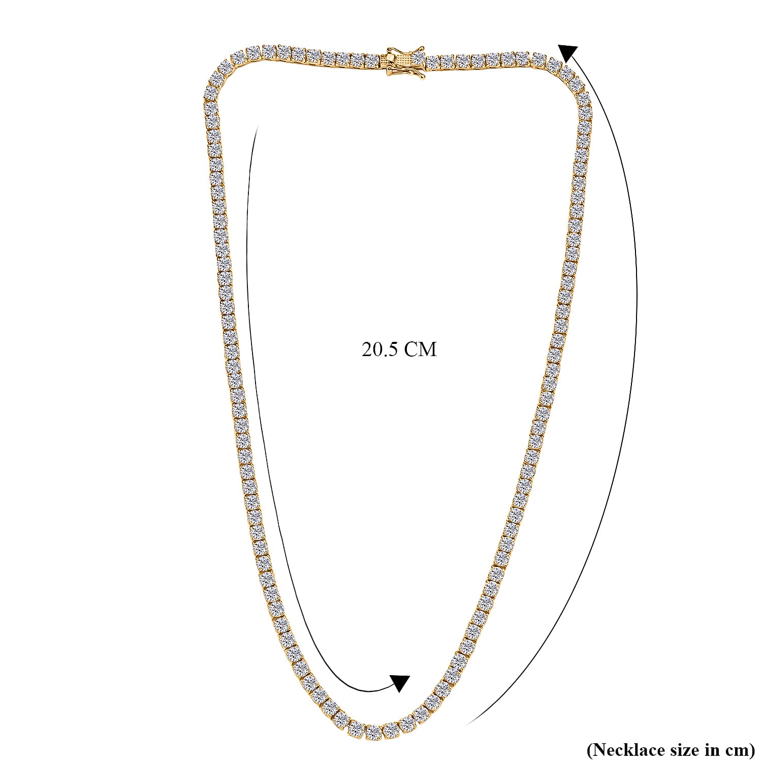 D'Joy Moissanite Necklace (Size 20) with GB Lock Box in 18K Vermeil Yellow Gold Plated Sterling Silver 26.91 Ct, Silver Wt. 24.59 Gms.