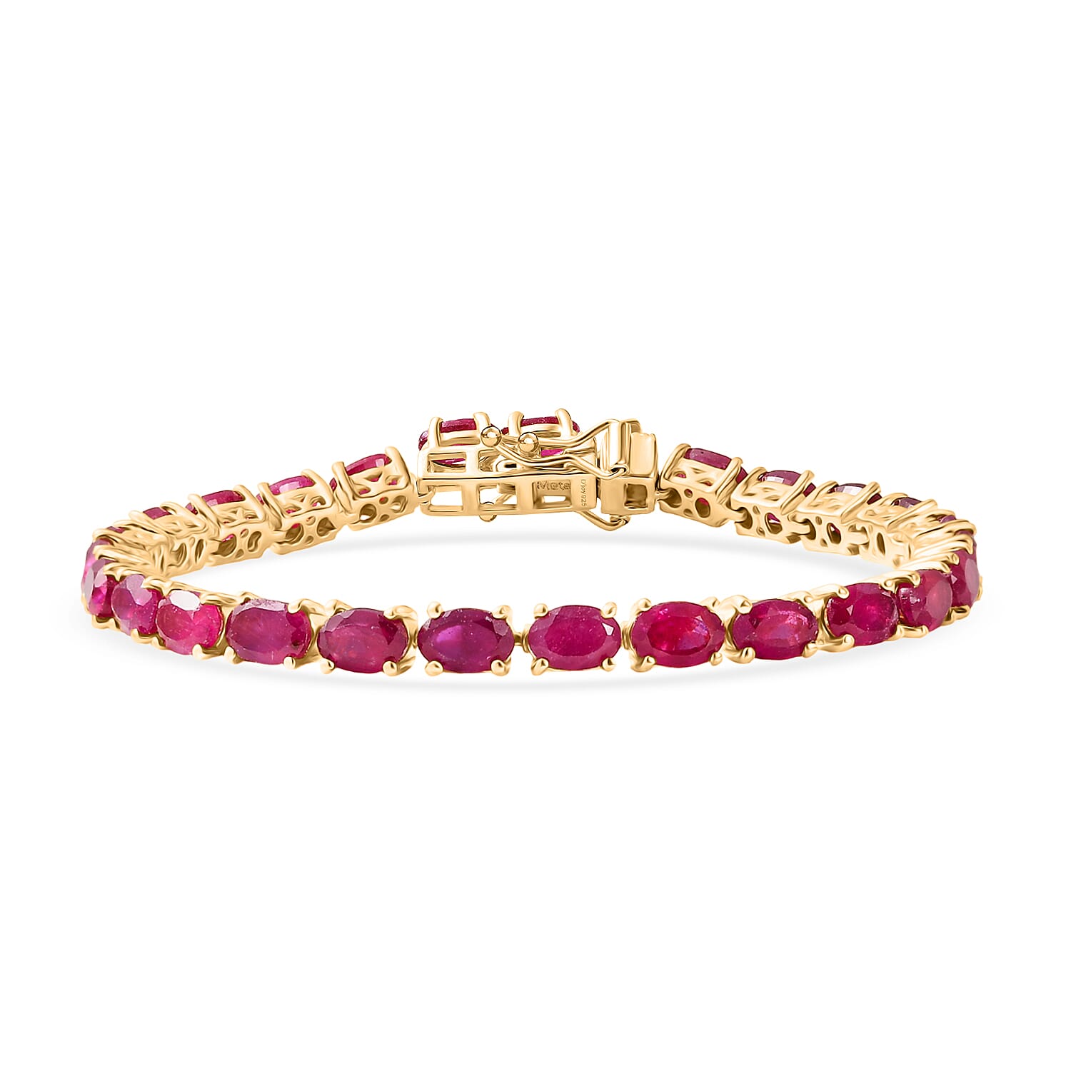 D'Joy African Ruby Bracelet (Size 6.5) with GB Lock Box in 18K Vermeil Yellow Gold Plated Sterling Silver 17.97 Ct, Silver Wt. 8.06 Gms.